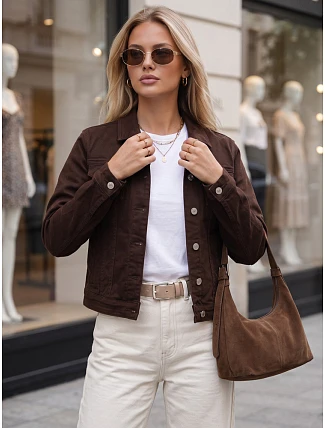 Dámská džínová přechodová bunda, hnědá, FashionStreet TY5902 Dámská džínová přechodová bunda, hnědá, FashionStreet TY5902