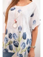 Dámská bavlněná košile s květinovým vzorem bílý