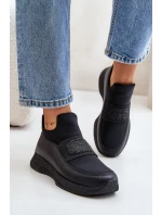 Sportovní Boty Na Platformě Kožené Černé Artiker 55C0035