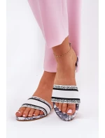 Vzory Ploché Dámské Pantofle Bílé Leysi