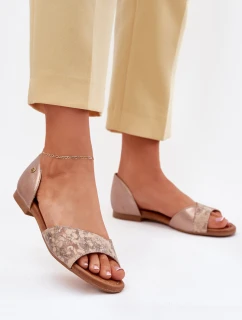 Dámské Kožené Sandály Na Ploché Podpatky Maciejka 06947-25 Zlaté