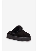 Dámské pantofle na platformě s kožíškem černé Linaris Dámské pantofle na platformě s kožíškem černé Linaris