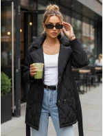 Dámská přechodná bunda s páskem černá FashionStreet TY5588