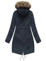 Tmavě modrá dámská zimní bunda parka s odepínací podšívkou a kapucí (7626) Tmavě modrá dámská zimní bunda parka s odepínací podšívkou a kapucí (7626)