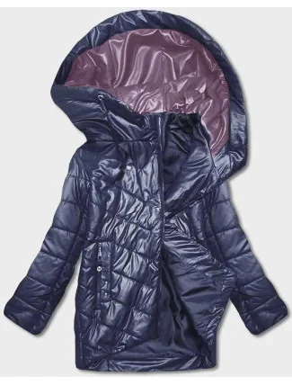 Tmavě modrá dámská bunda s asymetrickým zipem (B8087-72051) Tmavě modrá dámská bunda s asymetrickým zipem (B8087-72051)