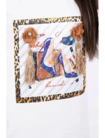 Šaty s 3D grafikou a zdobenými volánky v barvě ecru Šaty s 3D grafikou a zdobenými volánky v barvě ecru