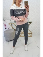 Sada s potiskem v barvě ecru+grafitová barva