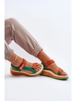 Dámské sandály na platformě a klíně Big Star NN274A053 zeleno-oranžové