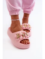 Dámské pěnové žabky s ozdobami na tlusté podrážce růžové od Bremavia