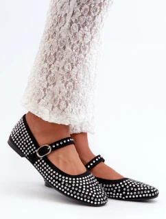 Eko Semišové Baletky S Ozdobami z Korálků Černé Tinara