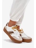 Dámské Tenisky Na Platformě S Dvojitým Šněrováním Leopardí Bílé Niteria