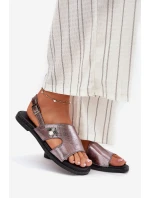 Dámské Ploché Sandály S Dekorativním Detalem Stříbrné Vinceza 17378 Dámské Ploché Sandály S Dekorativním Detalem Stříbrné Vinceza 17378