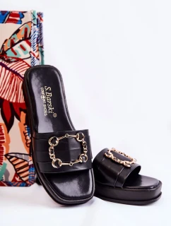 Dámské módní kožené pantofle Černá Adaline