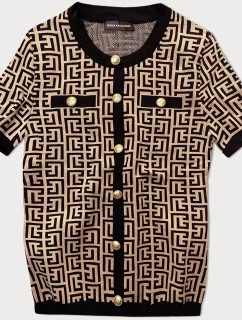 Černá dámská úpletová halenka s krátkými rukávy (009)