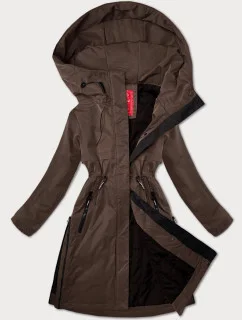 Hnědá jednoduchá dámská bunda s kapucí LHD (LHD-24592)
