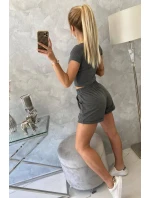 Bavlněná souprava s kraťasy grafitová