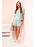 Dámský punto set s krátkými rukávy a šortkami tmavá máta