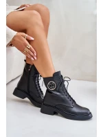 Kožené botky worker s teplou podšívkou na zip černé Elosie