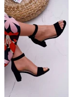 Dámské Sandály Na Podpatku Semišové Černé Lexi
