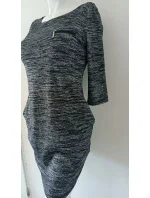 Dámské svetrové šaty 84282 tmavě šedé žíhané - Moon Dámské svetrové šaty 84282 tmavě šedé žíhané - Moon