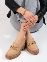 Moderní hnědé polobotky dámské na plochém podpatku Moderní hnědé polobotky dámské na plochém podpatku