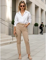 Dámské džíny Mom Fit s vysokým pasem a páskem, béžové, FashionStreet UY3087