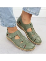Dámská pohodlná prolamovaná obuv na suchý zip zelená Rieker 44852-52