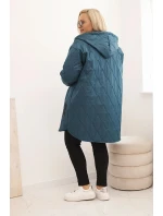 Dámská bunda Plus Size prošívaná s kapucí a nápisem HOPE mořská