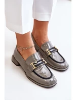 Lakované Dámské Polobotky Na Klínku S Ozdobou Artiker 55C0412 Šedé