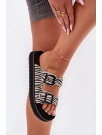 Semišové Dámské Pantofle S Přezkami D.Franklin DFSH405002 Zebra