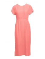 Tužkové šaty s rozparkem na boku S398 oranžové - Stylové