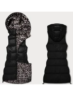 Černá hrubší oboustranná vesta s panteřím vzorem a s odepínací kapucí (T5-2602#-1) Černá hrubší oboustranná vesta s panteřím vzorem a s odepínací kapucí (T5-2602#-1)