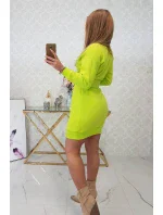 Zateplené šaty s ozdobným páskem pistácie Zateplené šaty s ozdobným páskem pistácie