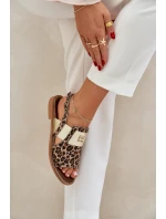 Zazoo 40385 Dámské Kožené Sandály S Leopardím Vzorem Hnědé