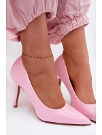 Klasické lakované lodičky z umělé kůže růžové Odira