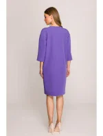 S394 Šaty uvolněného střihu s výstřihem s klíčovou dírkou - fialové S394 Šaty uvolněného střihu s výstřihem s klíčovou dírkou - fialové