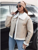 Dámská kožená bunda s ovčí kůží FURBLAZE FashionStreet béžová TY4731