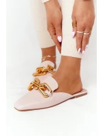 Dámské Nazouváky S řetízkem Béžové Call On Me Dámské Nazouváky S řetízkem Béžové Call On Me