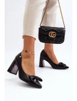 Lodičky na podpatku s mašlí černé Ariemessa