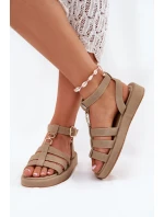 Dámské Sandály Na Platformě Se Zlatým Detalem Khaki Kartia