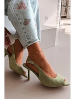 Dámské sandály na jehlovém podpatku Eko semiš zelené Sevina