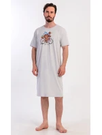 Pánská noční košile s krátkým rukávem Méďa na kole