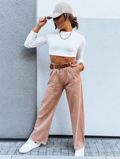 Dámské kalhoty s širokými nohavicemi EMERALD camel FashionStreet UY1692