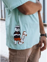 Pánské tyrkysové tričko s potiskem FashionStreet RX5509