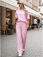 Dámská tepláková souprava s krátkým rukávem růžová FashionStreet AY1168 Dámská tepláková souprava s krátkým rukávem růžová FashionStreet AY1168