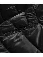 Černá krátká lesklá dámská bunda (B8090-1)