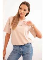 Dámská bavlněná blůza s potiskem Minimal béžová Dámská bavlněná blůza s potiskem Minimal béžová