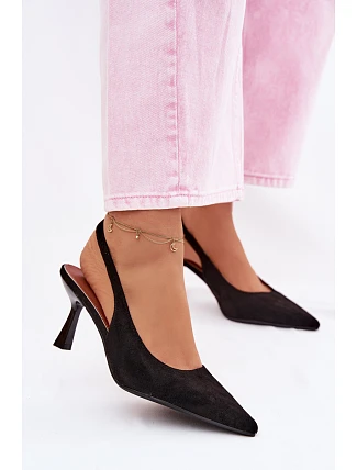 Dámské sandály na jehlovém podpatku z imitace semiše Černé Saria