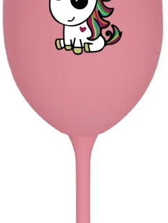DUHOVÝ JEDNOROŽEC - růžová sklenice na víno 350 ml