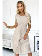 465-2 MIA Plisované midi šaty se širokým páskem - BEACH 465-2 MIA Plisované midi šaty se širokým páskem - BEACH